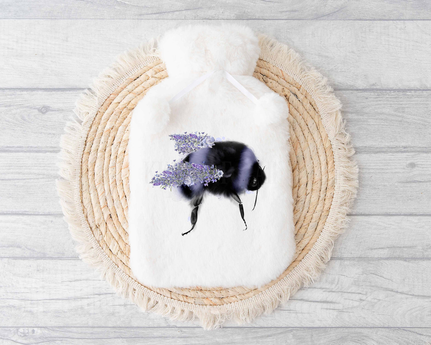 Lilac Floral Bee Hot Water Bottle, Personalised Hot Water Bottle, Christmas Gifts For Her