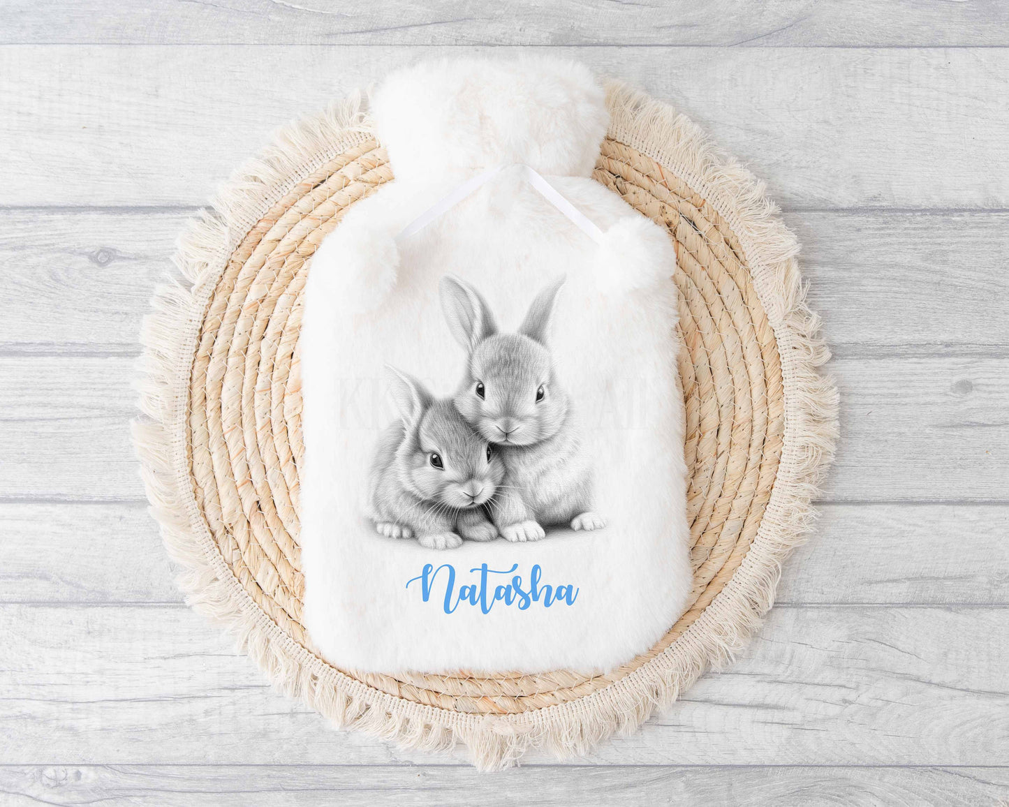 Personalised Rabbit Hot Water Bottle, Bunny Rabbit Gifts, Gifts For Mum Daughter Wife Girlfriend