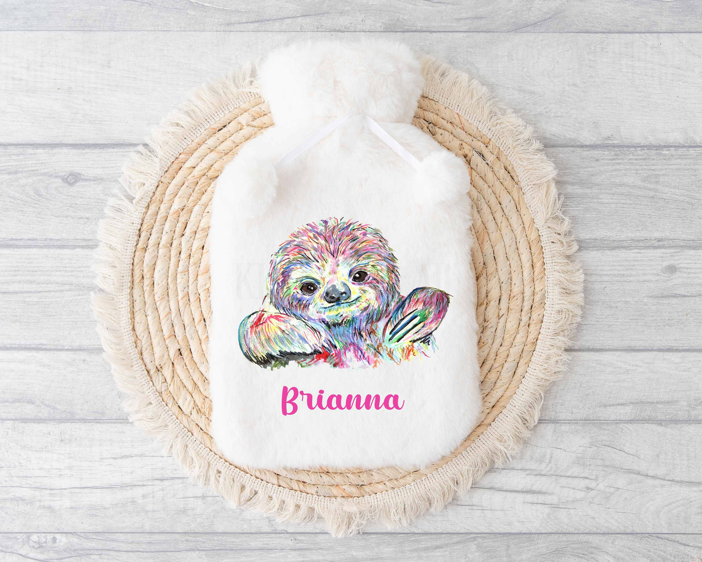 Sloth Hot Water Bottle, Personalised Hotwater Bottle, Gift For Sloth Lovers, Gift For Mum Nan Daughter