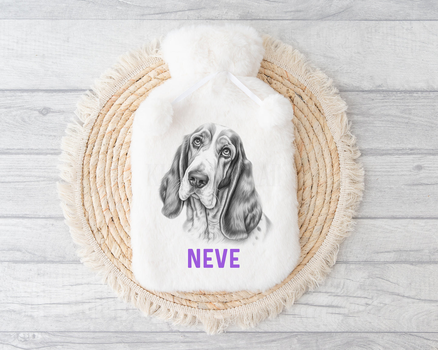 Personalised Hot Water Bottle, Basset Hound Dog Hot Water Bottle, Gift For Basset Hound Owner Lover