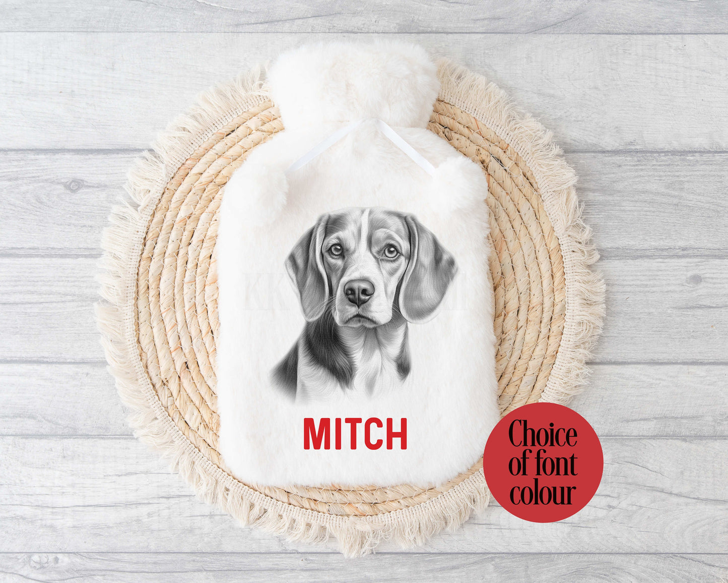 Beagle Hot Water Bottle, Personalised Beagle Owner Gift, Beagle Sketchy Dog