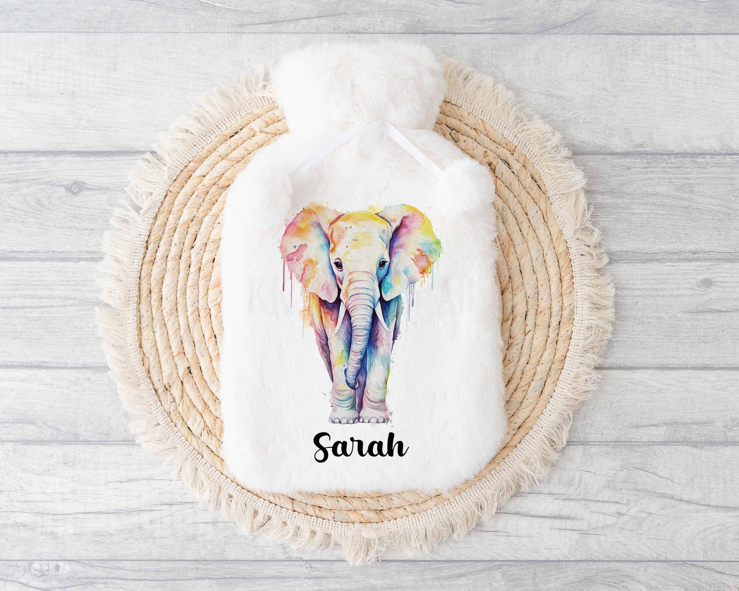 Watercolor Elephant Water Bottle,  Personalised Elephant Gift, Gifts For Mum Nan Grandma, Stocking Filler Gifts