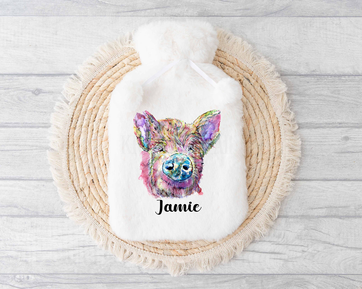 Hot Water Bottle, Personalised Pig Gift, Winter Warmer Gift, Pig Lover Birthday Present