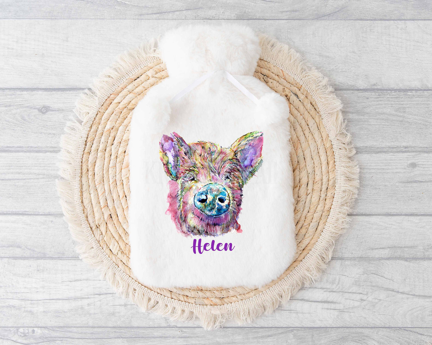 Hot Water Bottle, Personalised Pig Gift, Winter Warmer Gift, Pig Lover Birthday Present