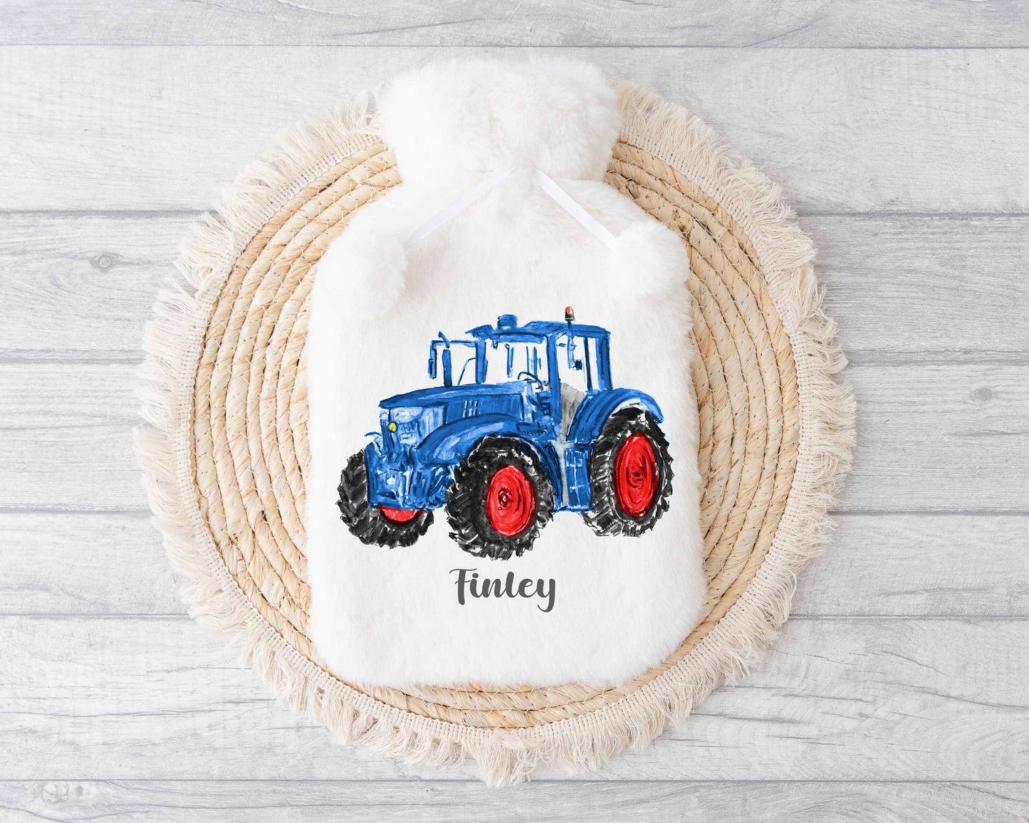 Blue Tractor Hot Water Bottle, Personalised Hot Water Bottle, Gifts For Him Dad Grandad Son
