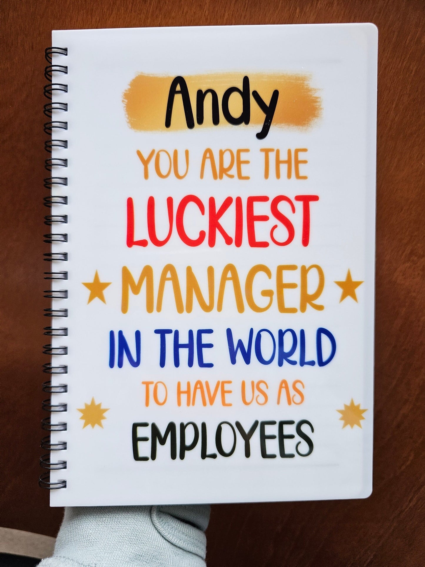 Personalised Best Boss Notebook Gift, Gifts For Boss, Luckiest Boss Manager In The World From Employees, Boss Stationery