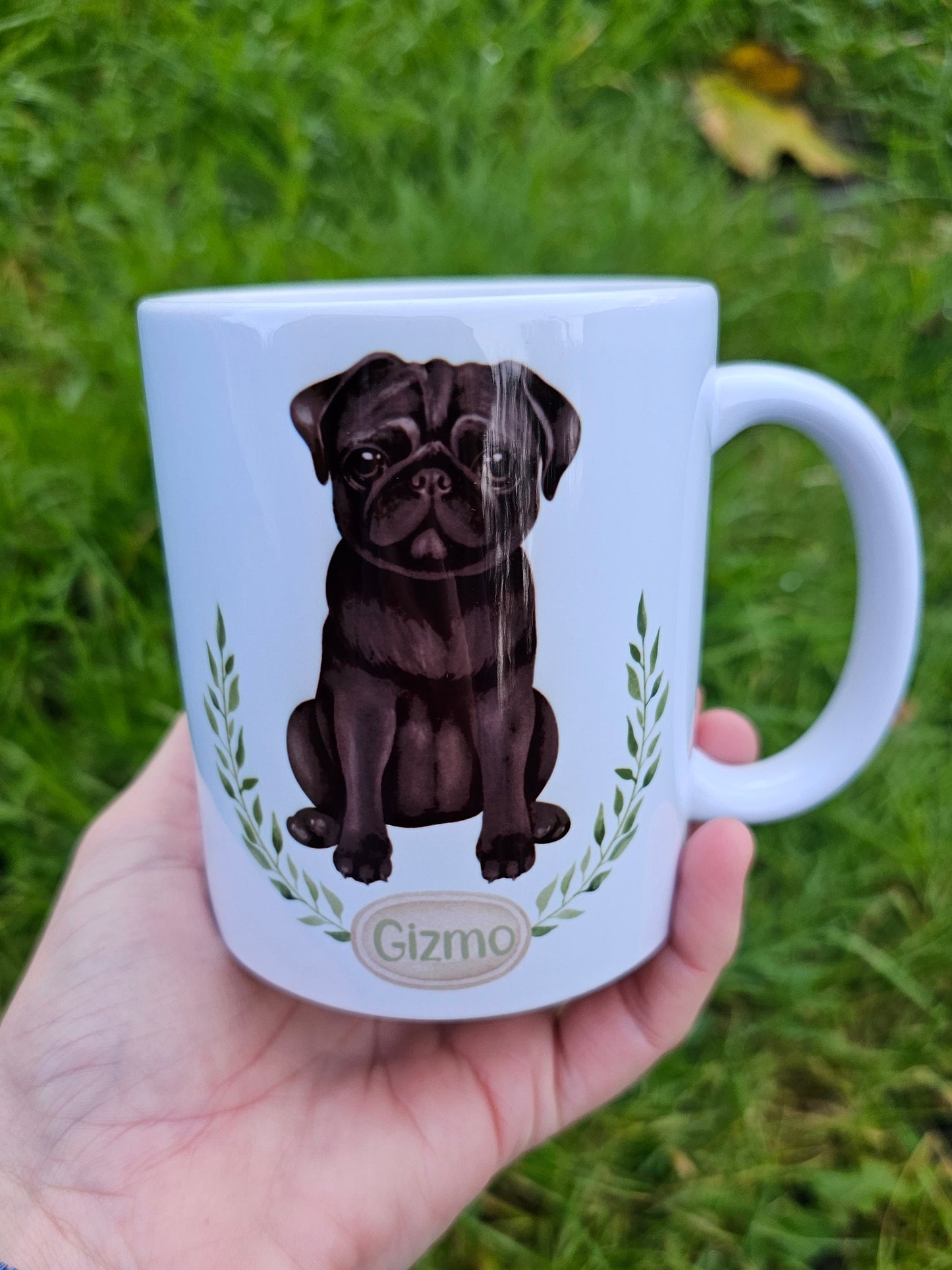 Personalised Black Pug Mug & Coaster, Gift For Pug Dog Owner