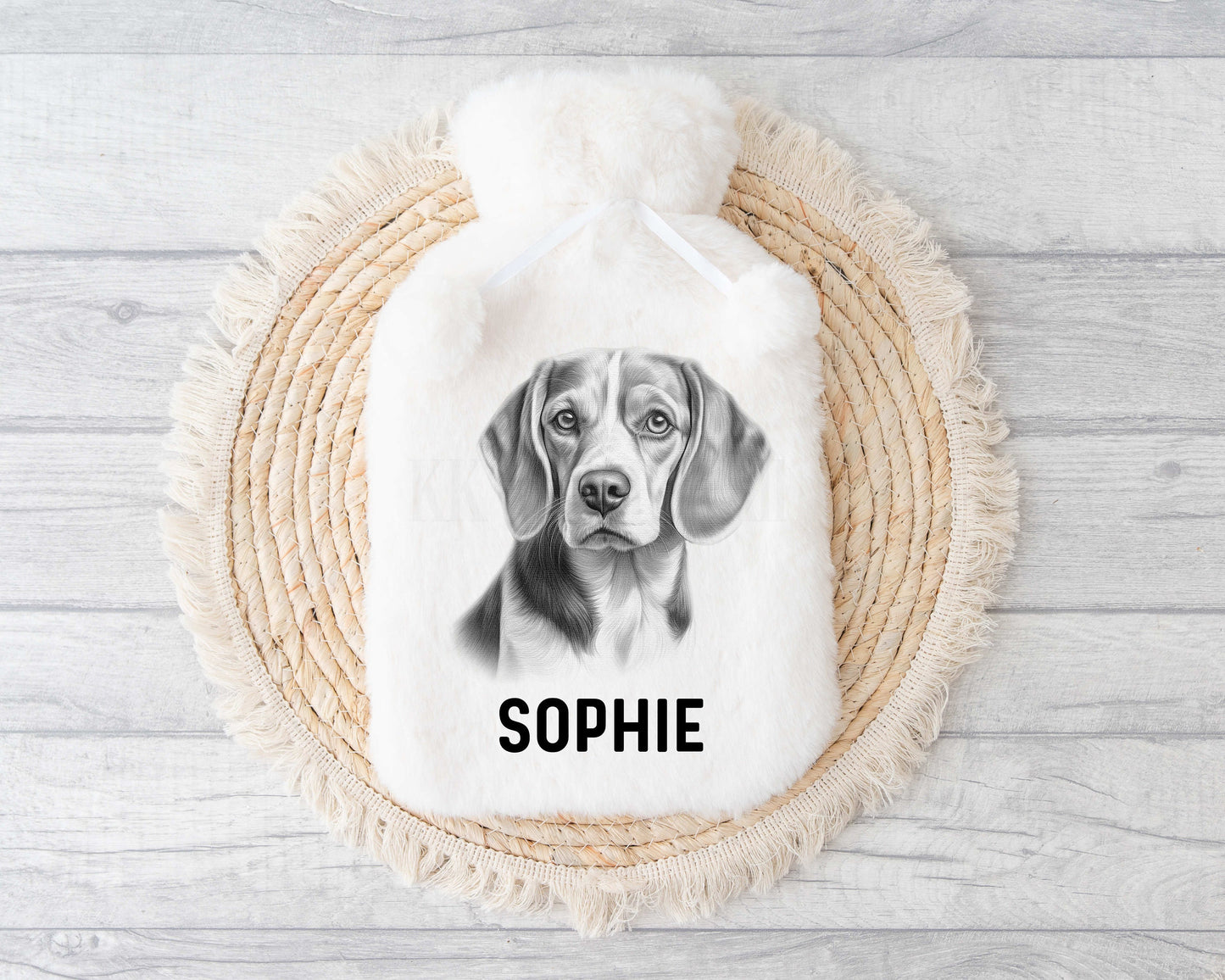 Beagle Hot Water Bottle, Personalised Beagle Owner Gift, Beagle Sketchy Dog