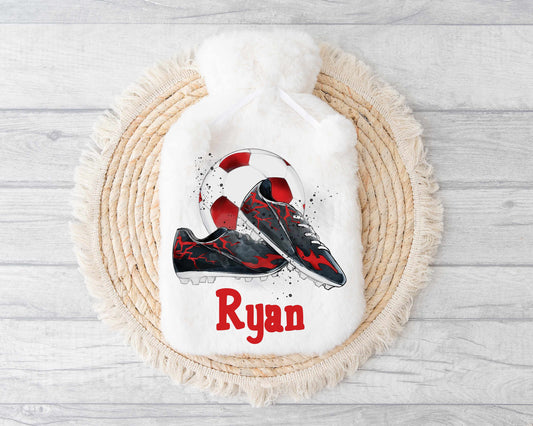 Football Hot Water Bottle, Personalised Football Birthday Gift, Gift For dad Or Grandad