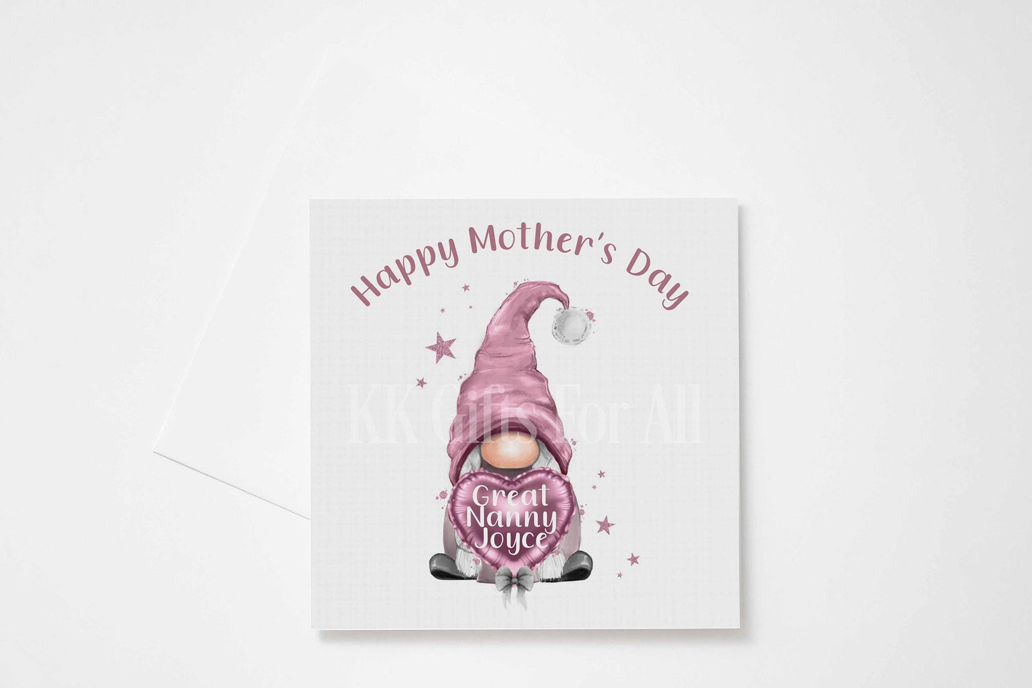 Personalised Mother's Day Card, Gonk Mother's Day Card, Pink Gnome Mum Nan Gran Card