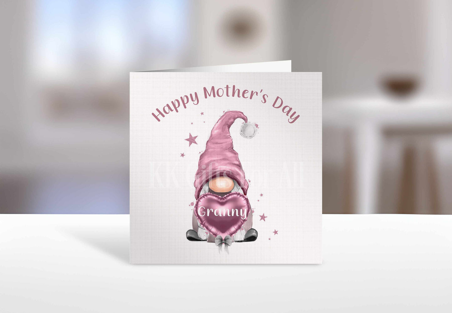 Personalised Mother's Day Card, Gonk Mother's Day Card, Pink Gnome Mum Nan Gran Card