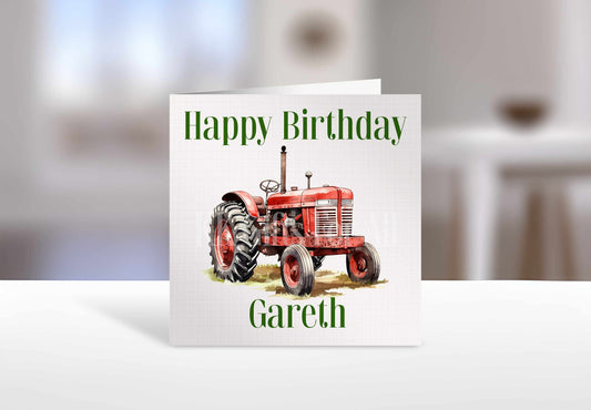 Personalised Tractor Card, Birthday Card For Dad Grandad Farmer, Birthday Greetings Card, Vintage Tractor Birthday Card