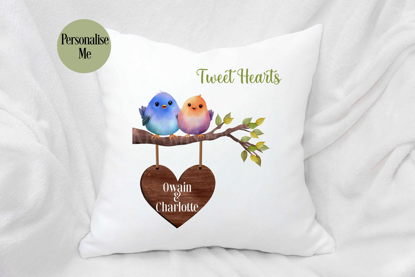 Personalised Love Cushion, Gift For Wife Birthday Or Anniversary, Wedding Gift, Together Forever Love Birds, Bedroom Decor Pillow
