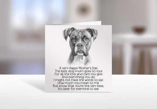 Boxer Dog Mother's Day Card, Sketchy Boxer Dog Mum Card, Boxer Dog Mum Card