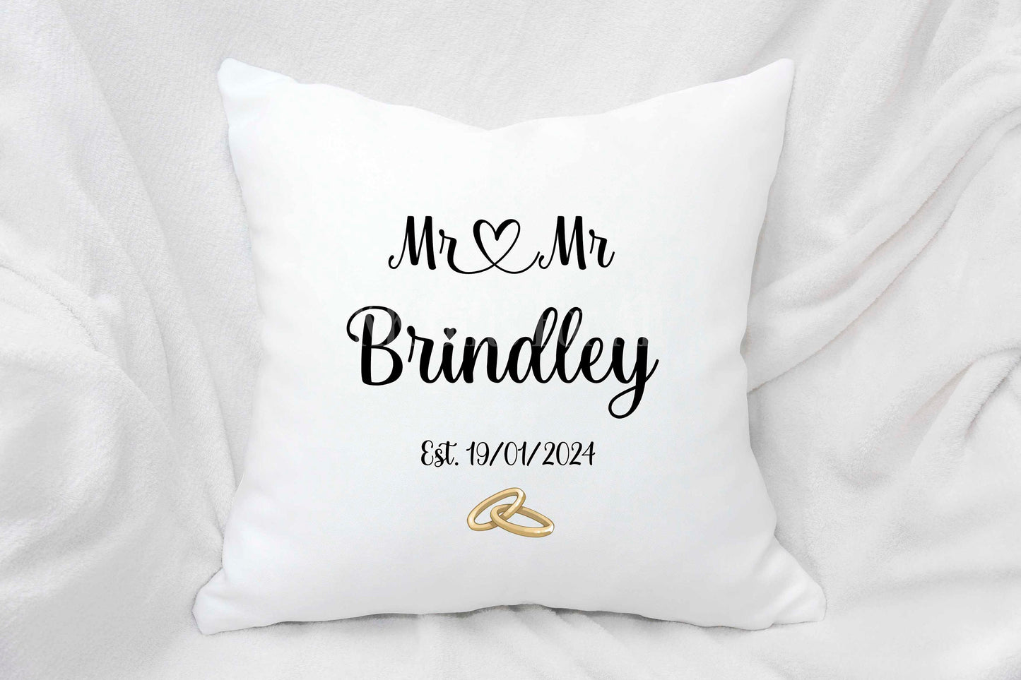 Personalised Wedding Cushion, Just Married Gift, Anniversary Gift Wife, Wedding Keepsake Home Decor Pillow, Mr & Mrs, Mr And Mr, Mrs And Mrs