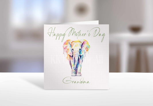 Personalised Elephant Card, Mother's Day Card For Elephant Lover