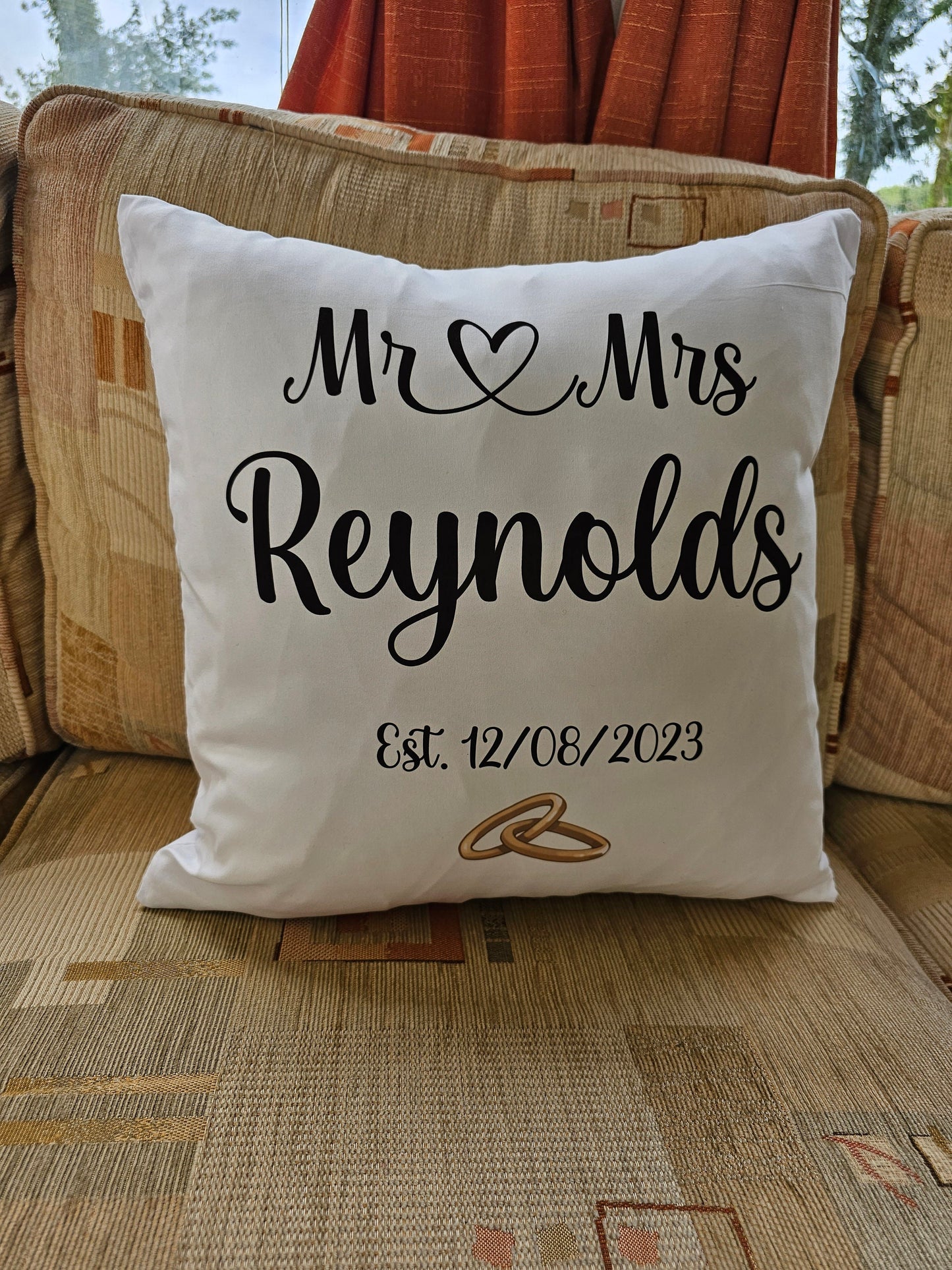 Personalised Wedding Cushion, Just Married Gift, Anniversary Gift Wife, Wedding Keepsake Home Decor Pillow, Mr & Mrs, Mr And Mr, Mrs And Mrs