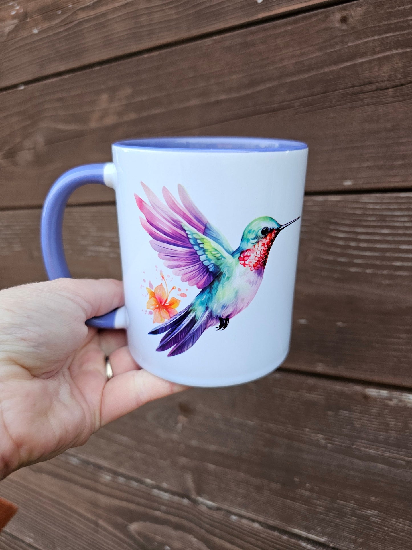 Personalised Hummingbird Mug & Coaster, Gift For Friend, Bird Lover Gifts, Purple Hummingbird