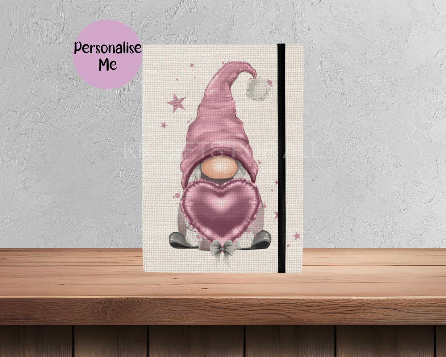 Personalised A5 Gonk Notebook, Gonk Gnome Lover Gifts, Pink Gonk, Office Stationery Notebook