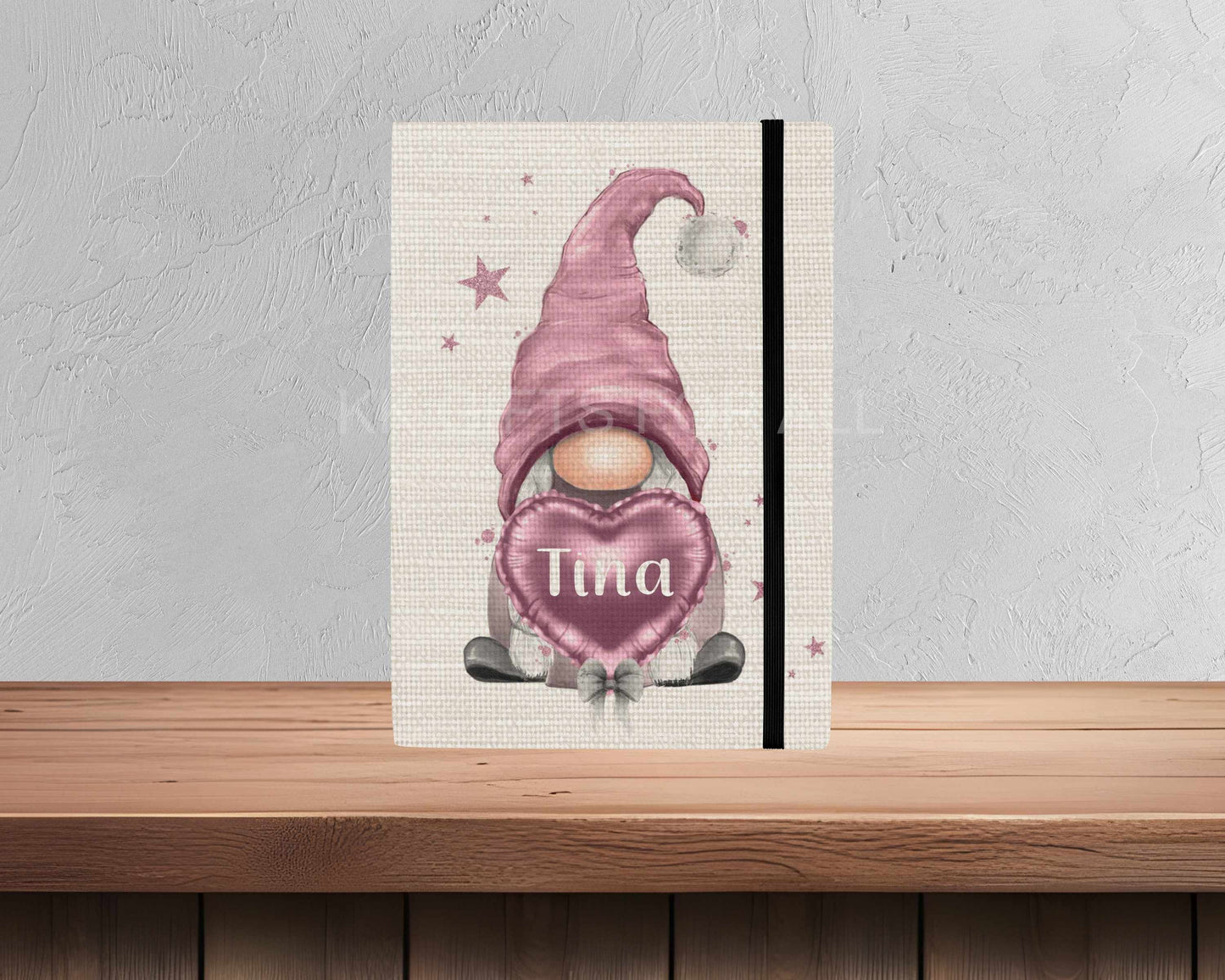 Personalised A5 Gonk Notebook, Gonk Gnome Lover Gifts, Pink Gonk, Office Stationery Notebook