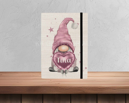 Personalised A5 Gonk Notebook, Gonk Gnome Lover Gifts, Pink Gonk, Office Stationery Notebook