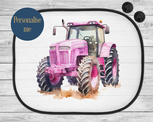 Personalised Pink Tractor Car Sun Shade, Car Sun Visor, Farm Girl Gifts