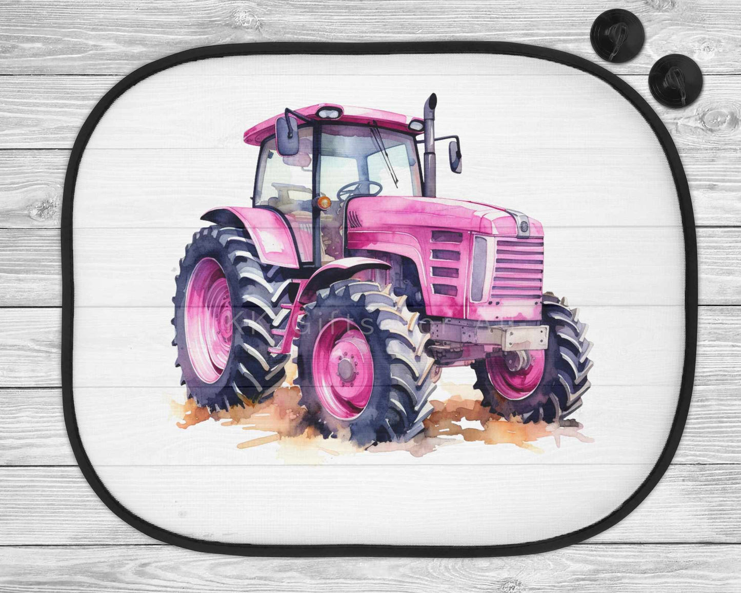 Pink Tractor Car Sun Shade, Personalised Car Sun Visor, Farm Theme Gifts