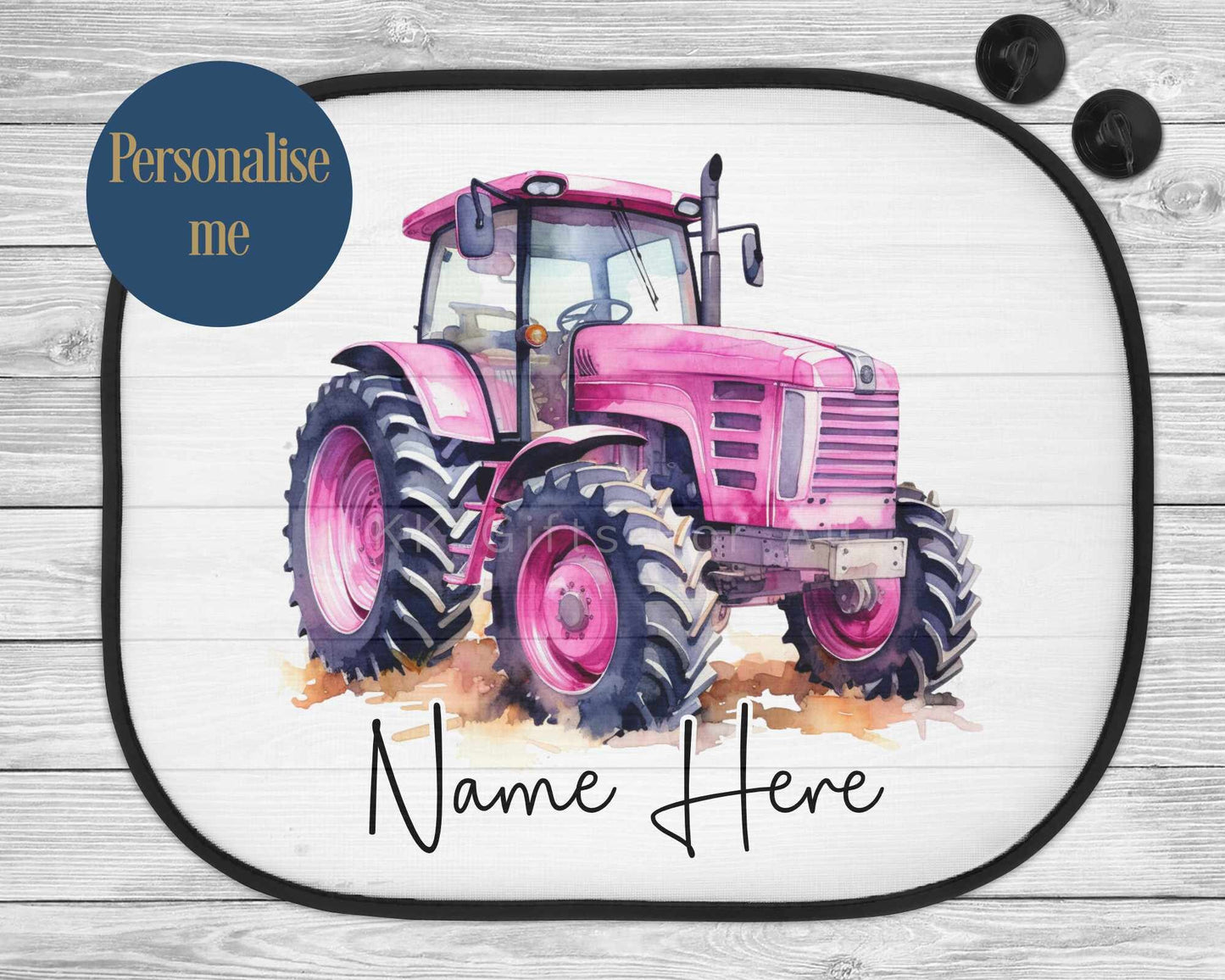 Pink Tractor Car Sun Shade, Personalised Car Sun Visor, Farm Theme Gifts