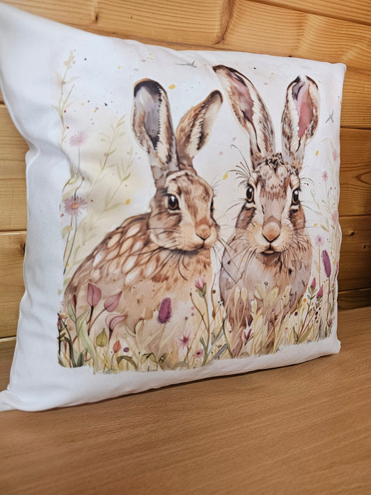 Spring Hars Cushion, Hare Lover Gift, Hare Home Decor Pillow, Gift For Mum Nan Auntie Friend