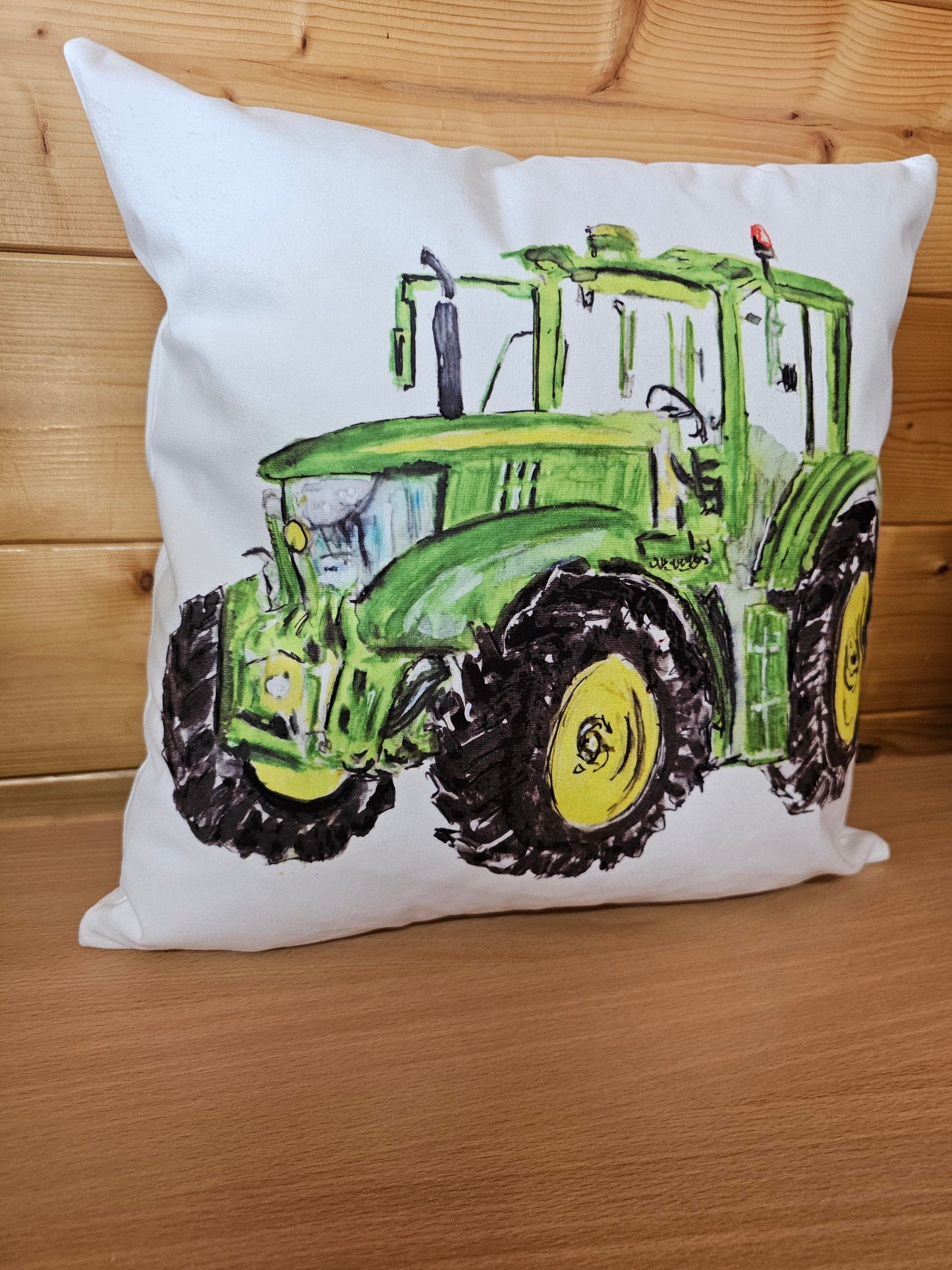Green Tractor Cushion, Farmhouse Home Decor Pillow, Gift For Farmer, Young Boy Tractor Gift, Father's Day