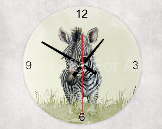 Zebra Wall Clock, Safari Zebra Wall Decor, Baby Nursery Clock