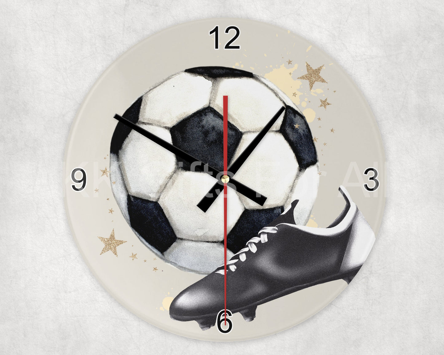 Football Glass Clock, Football Wall Clock, Football Bedroom Clock, Football Gifts