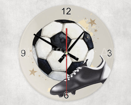 Football Glass Clock, Football Wall Clock, Football Bedroom Clock, Football Gifts