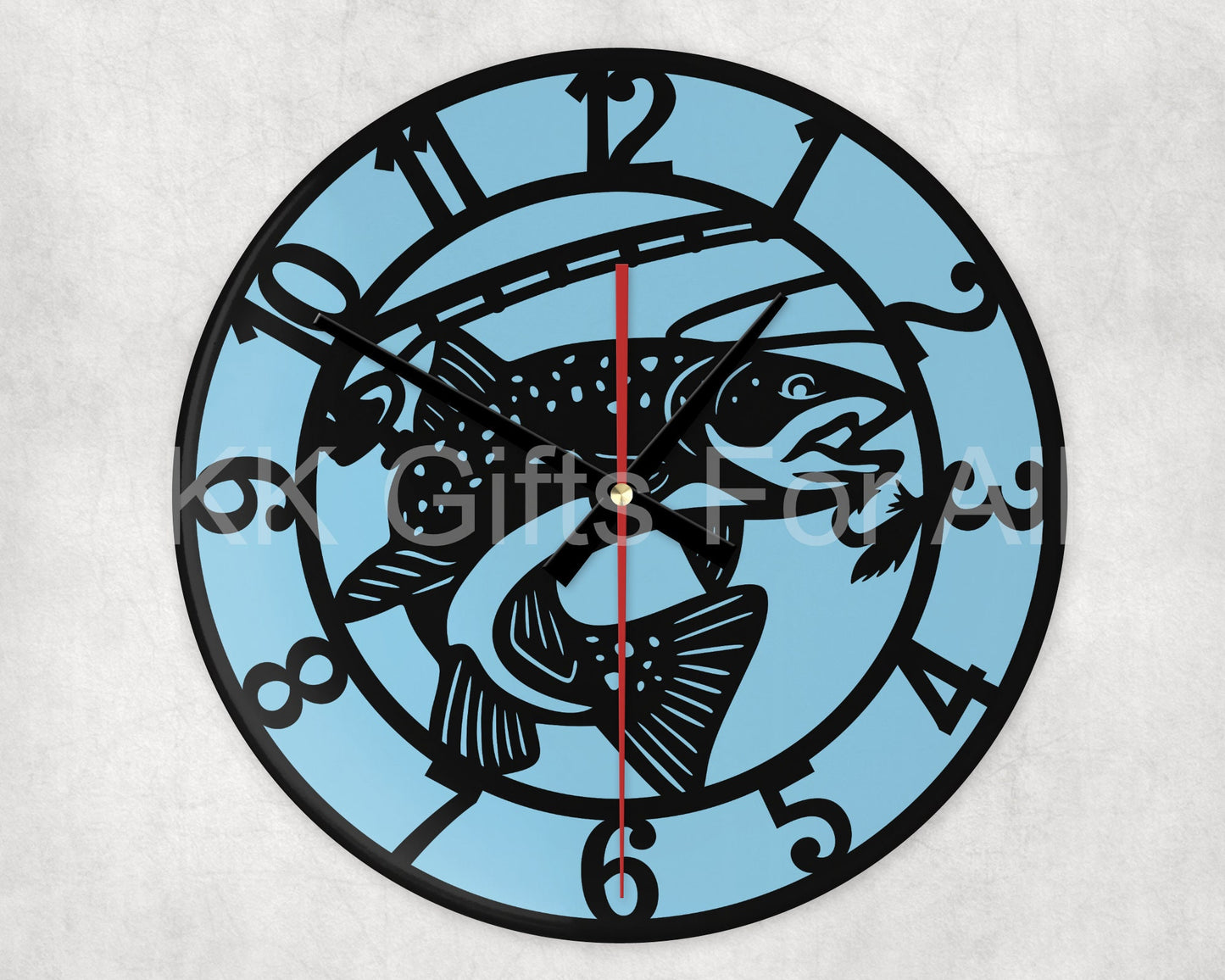 Fish Glass Clock, Fishing Gifts, Father's Day Fisherman,  Fish Wall Clock