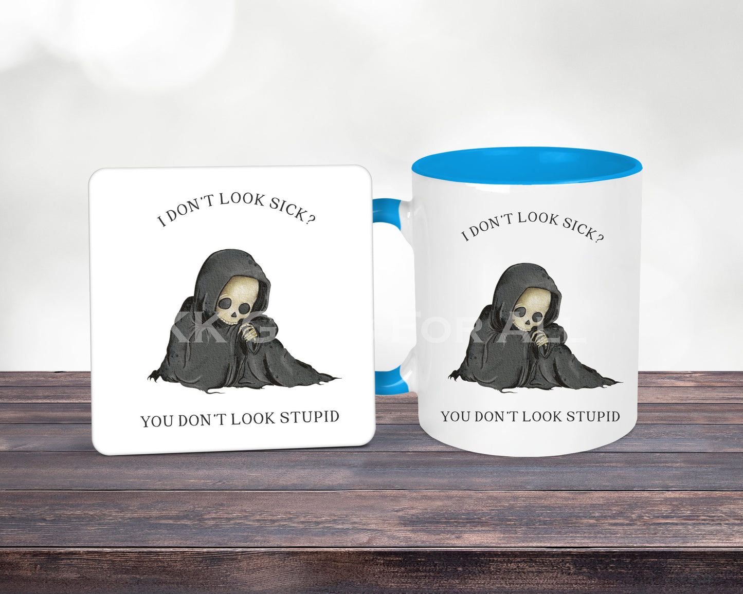 Chronic Illness Mug, Grim Reaper Skeleton, Birthday Gift Mum Dad Her Him, I Don't Look Sick Hidden Illness