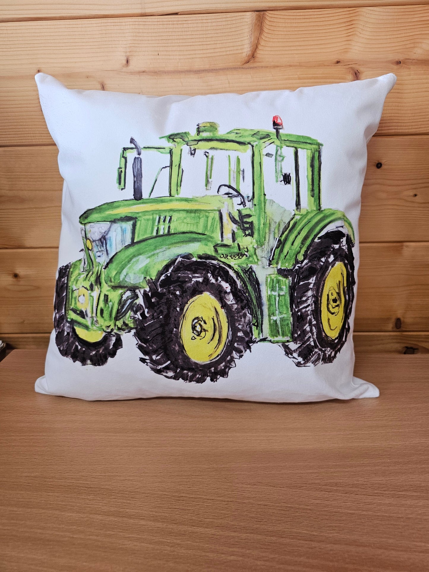 Green Tractor Cushion, Farmhouse Home Decor Pillow, Gift For Farmer, Young Boy Tractor Gift, Father's Day
