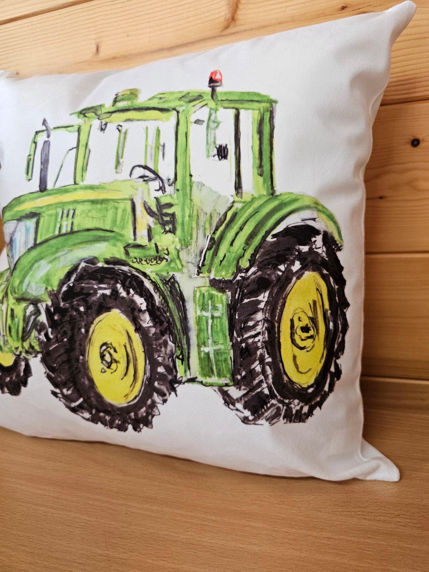 Green Tractor Cushion, Farmhouse Home Decor Pillow, Gift For Farmer, Young Boy Tractor Gift, Father's Day