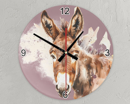 Donkey Glass Wall Clock, 30cm Toughened Glass Clock, New Home Gifts