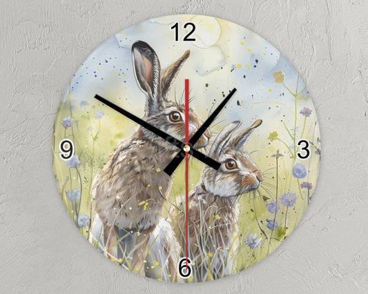 Sring Hare Wall Clock, Toughened Glass Clock, 30cm Clock, Colourful Home Decor Clock