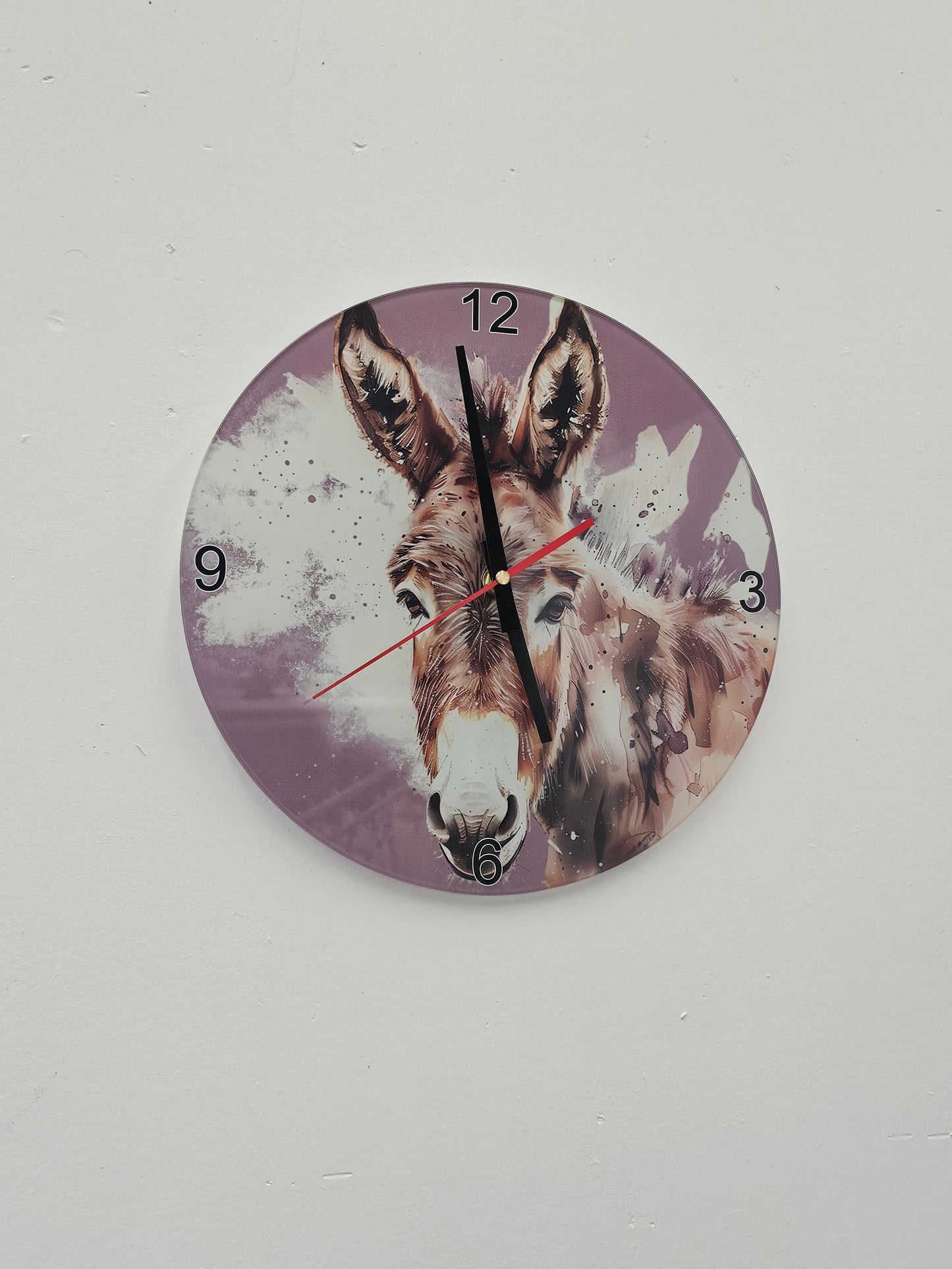 Donkey Glass Wall Clock, 30cm Toughened Glass Clock, New Home Gifts