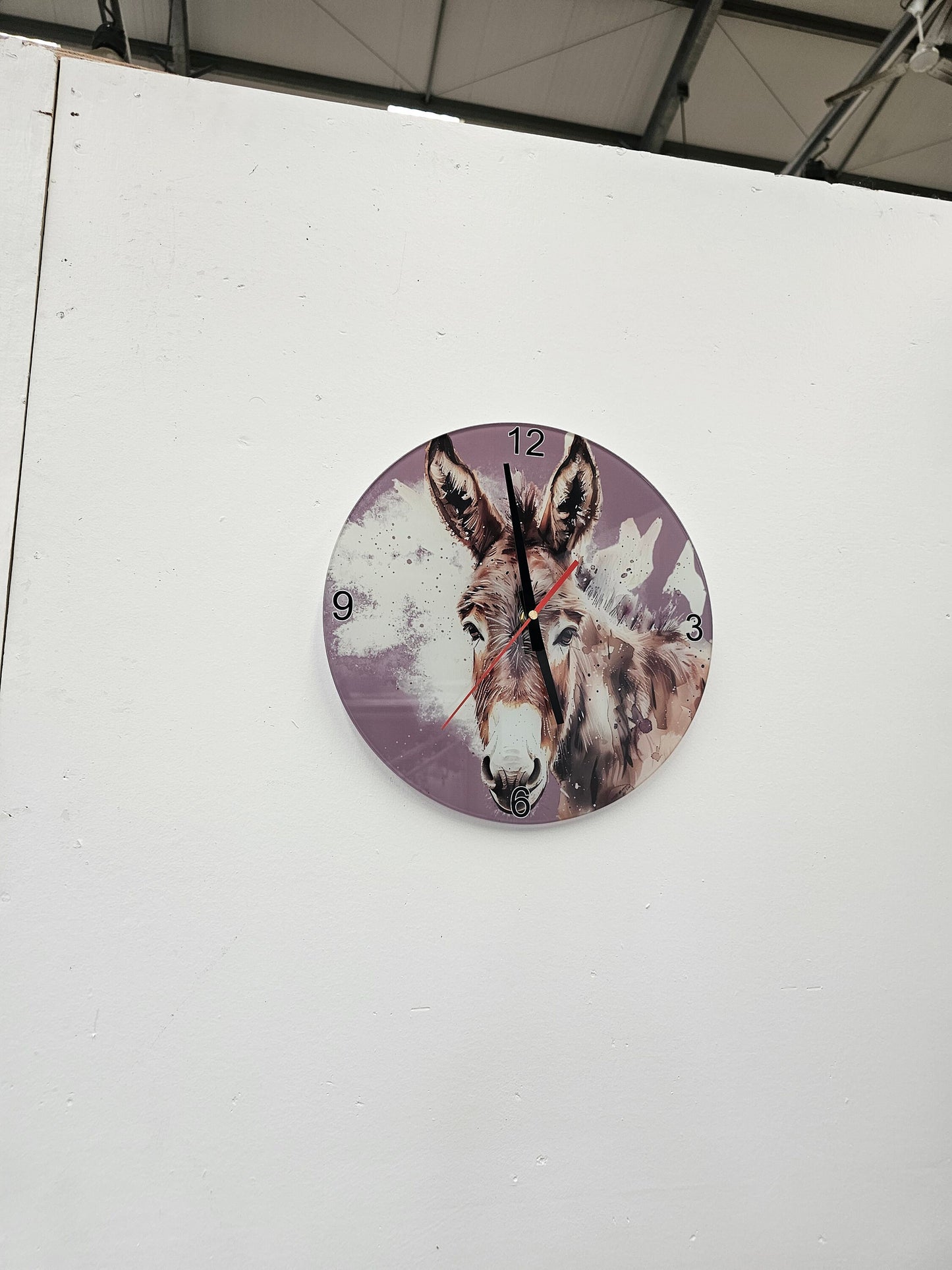 Donkey Glass Wall Clock, 30cm Toughened Glass Clock, New Home Gifts