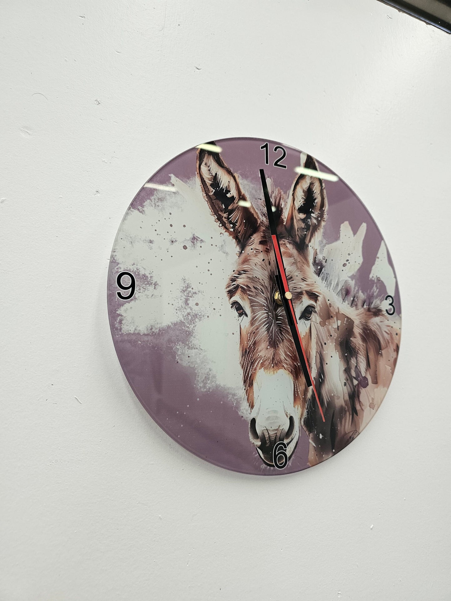 Donkey Glass Wall Clock, 30cm Toughened Glass Clock, New Home Gifts