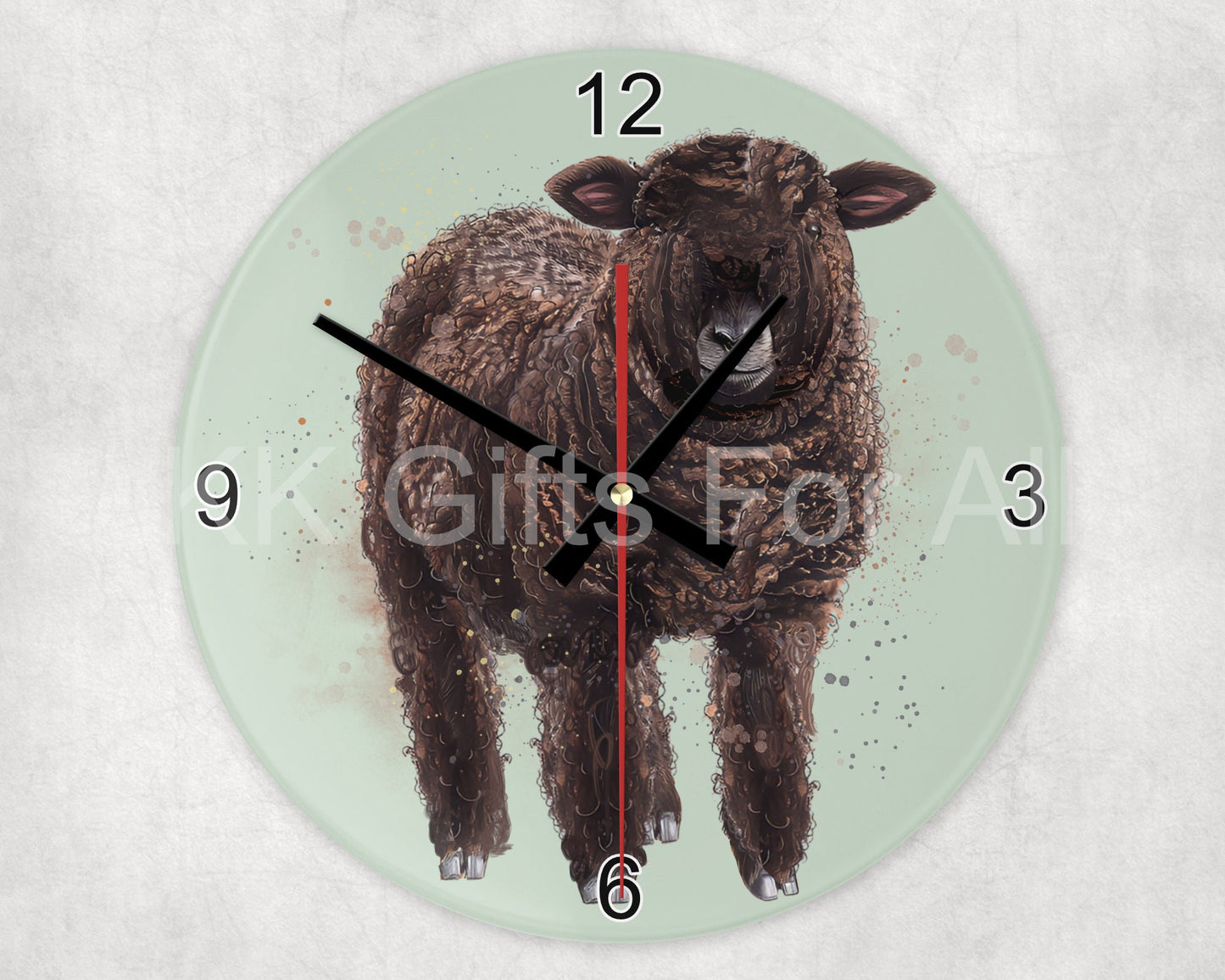 Ryeland Sheep Glass Clock, Coloured Ryeland Home Decor, Farmhouse Wall Clock, Sheep Clock