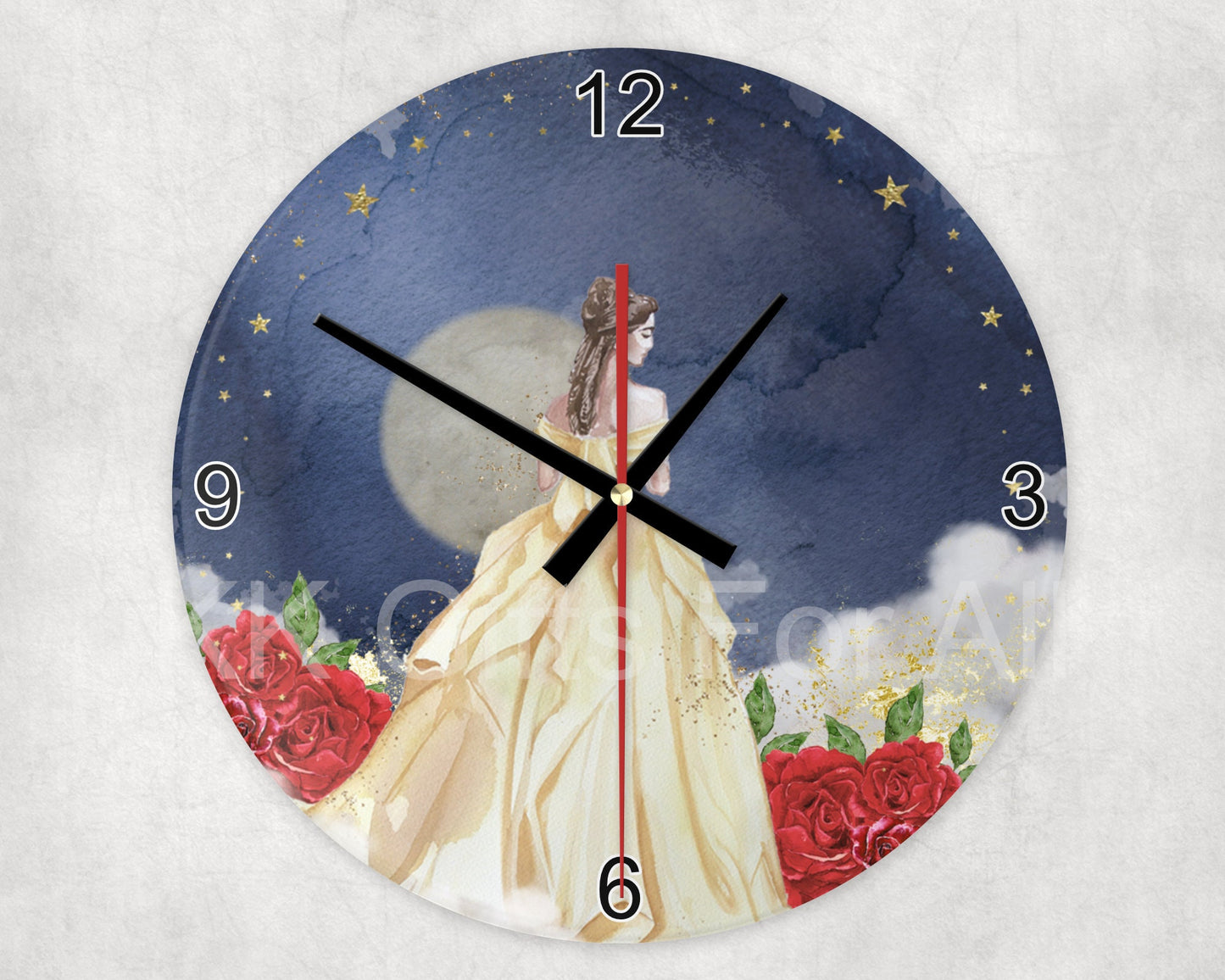 Princess Glass Clock, Girls Bedroom Wall Clock, Little Princess Gifts