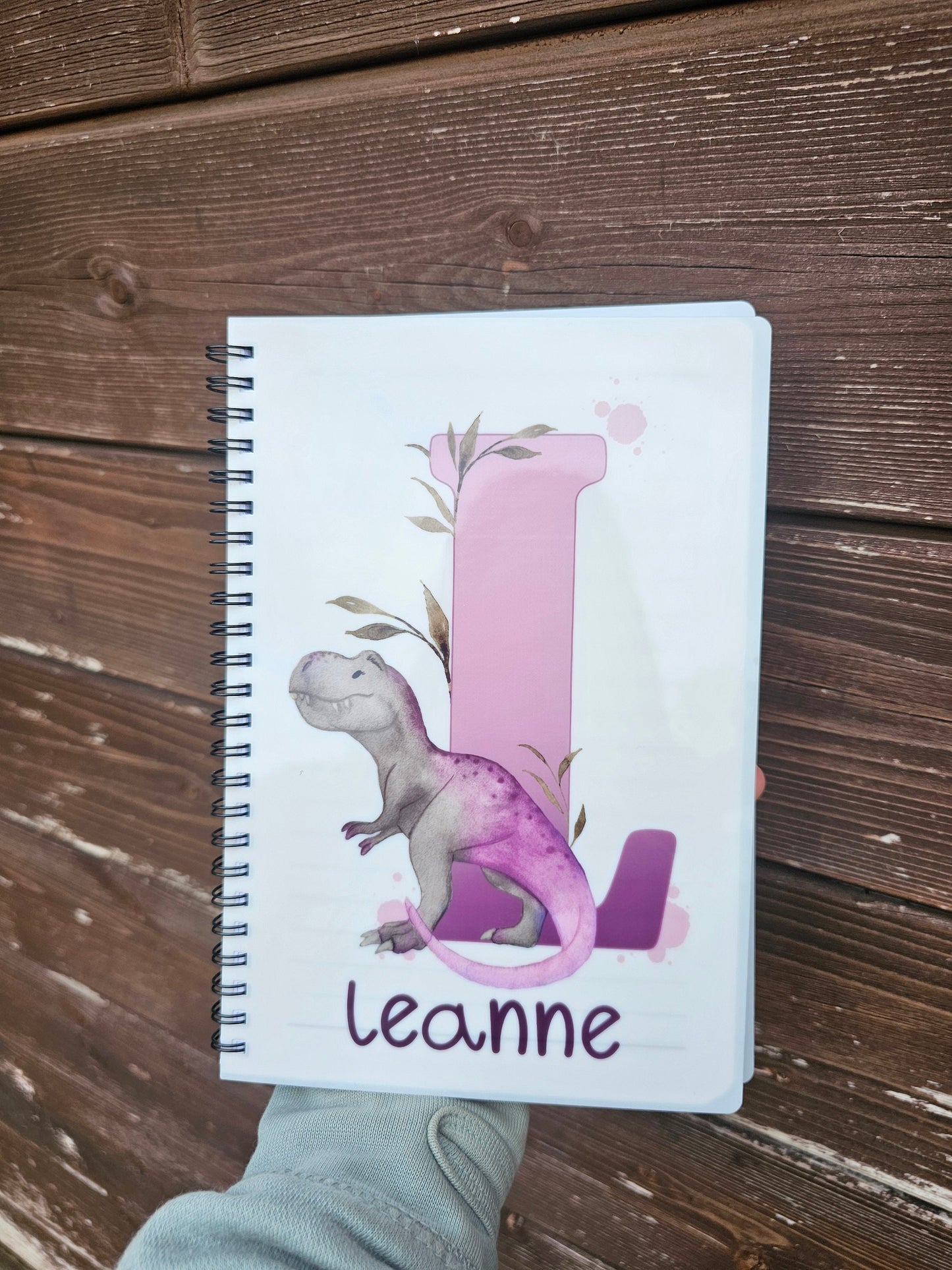 Pink Initial Dinosaur Notebook, Gift For Little Girl Or Best Friend, Birthday Gift For Her, Personalised Notepad, A5 Dino Notebook,Girl Gift