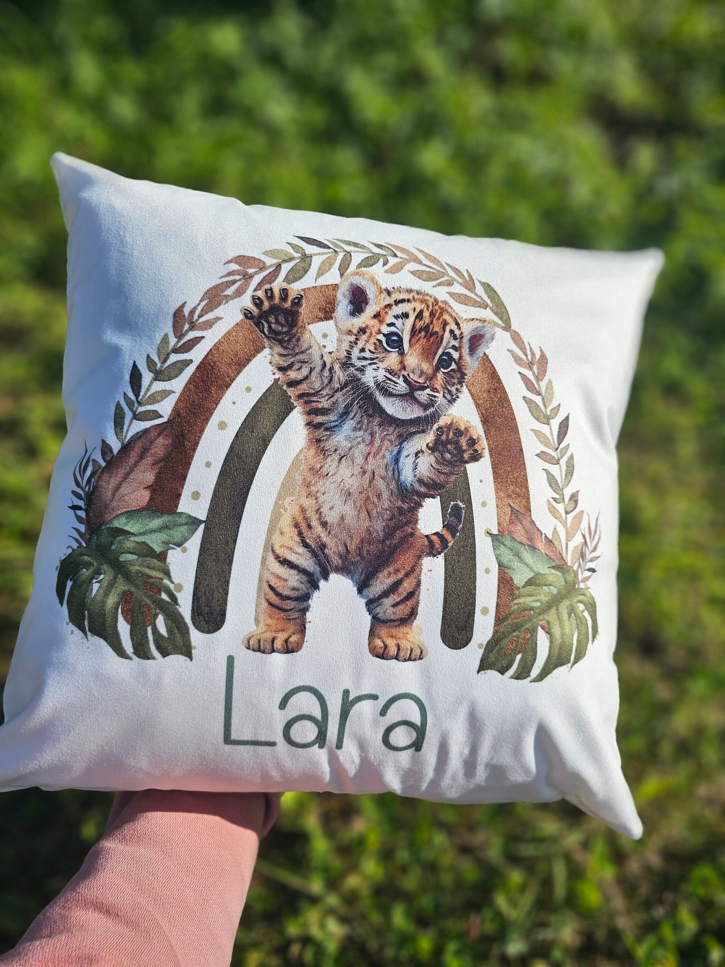 Personalised Tiger Cushion, Unisex Nursery Cushion, New Baby Gift