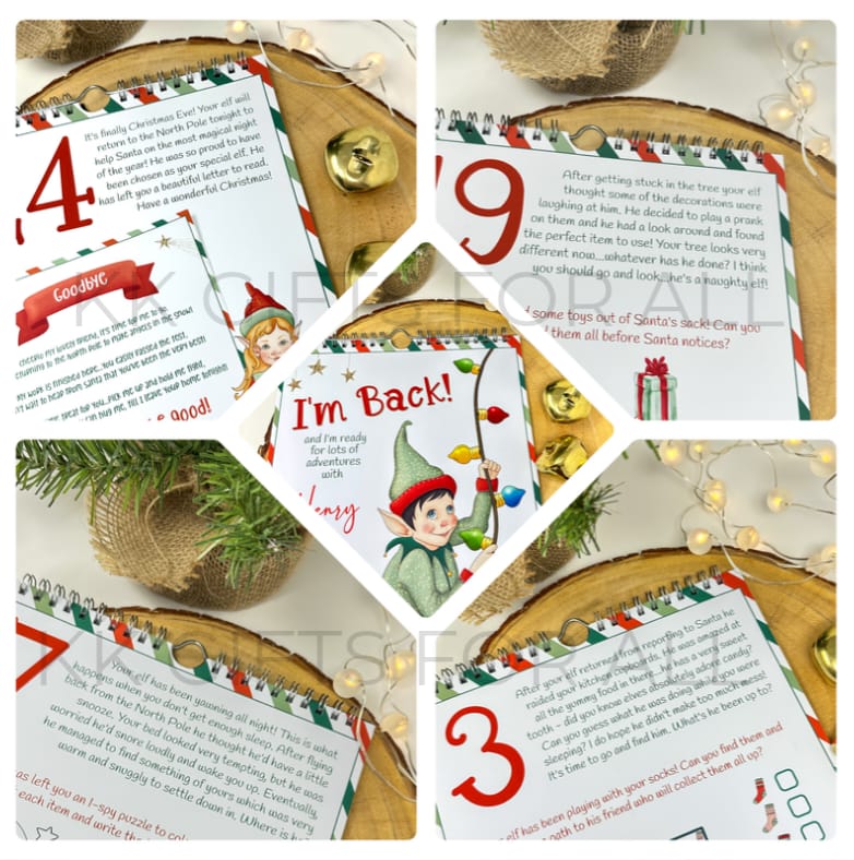 Personalised Interactive Elf Countdown Calendar - 24 Days Of Elf Activities - Instructions For Grown ups