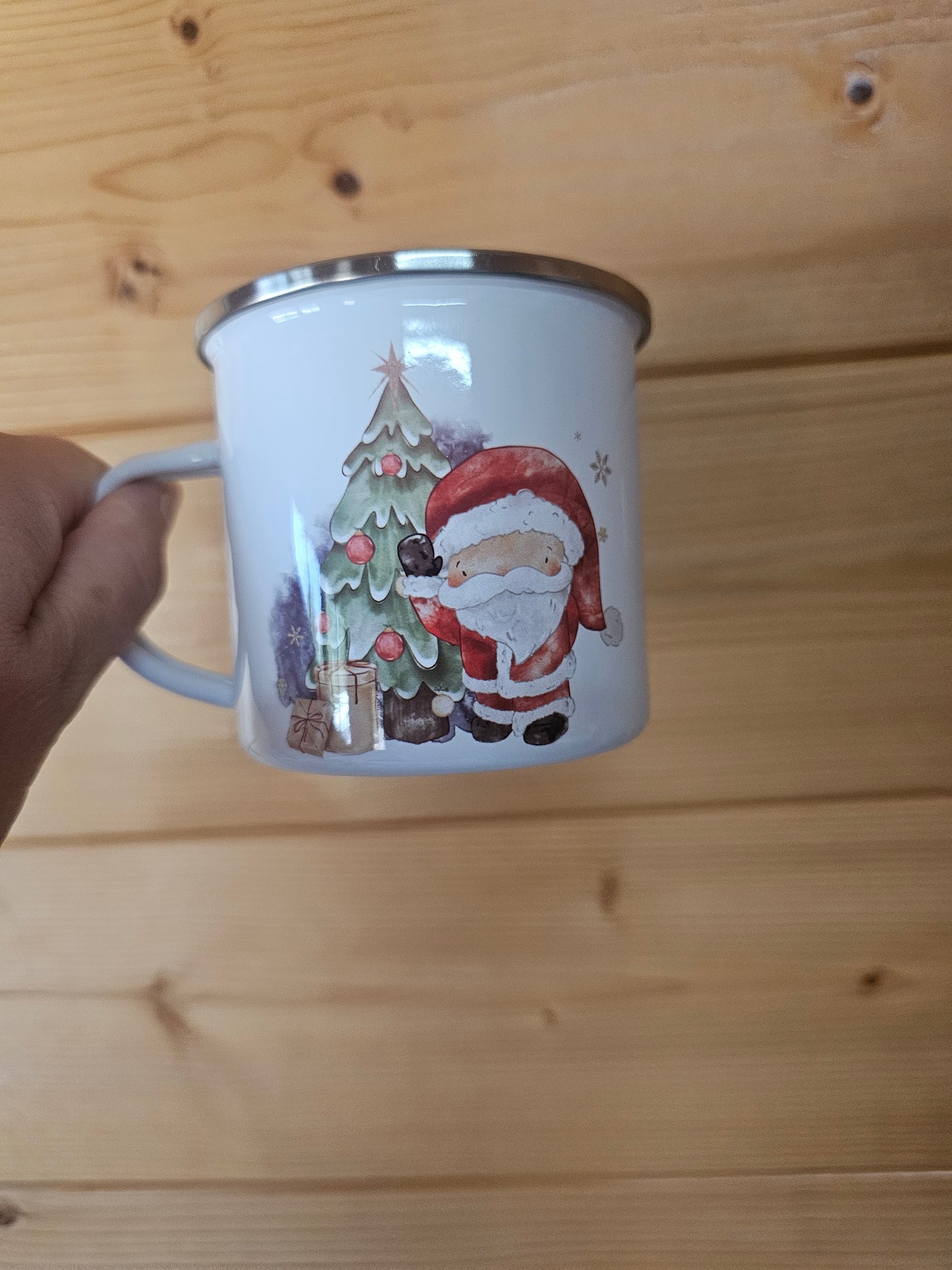 Christmas Santa Enamel Mug