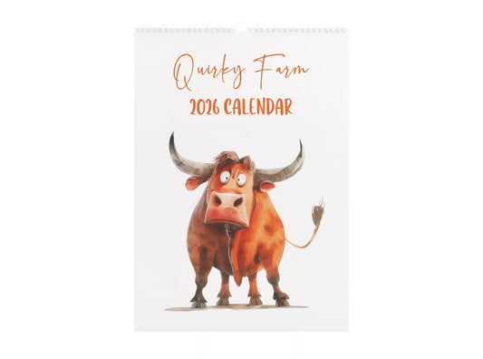 2026 Quirky Farm Animal Calendar, Whimsical Home & Office Decor, A4 Monthly Planner Funny Farm