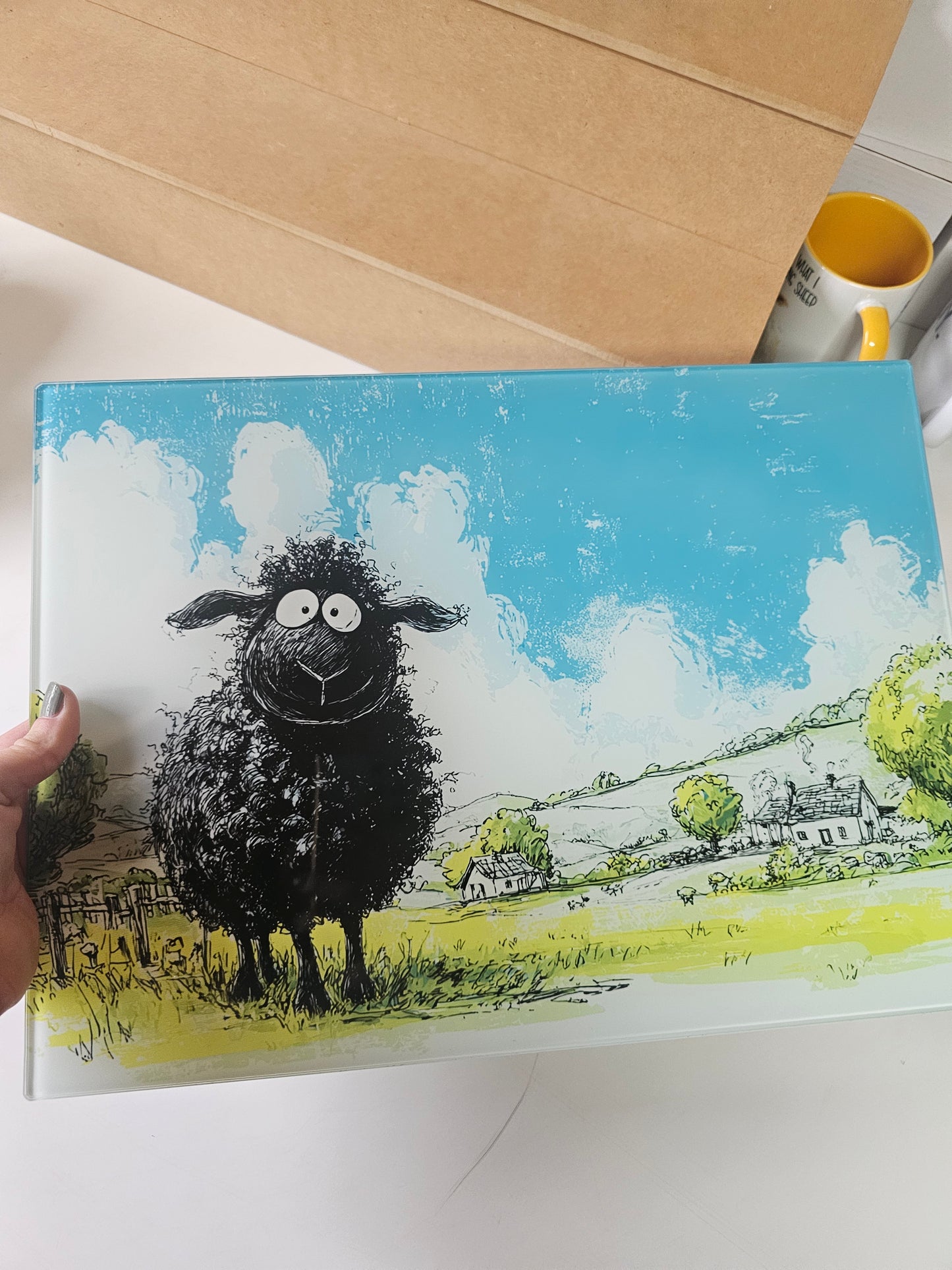 Black Sheep Chopping Board, Glass Work Top Saver, Cutting Board, New Home Gifts, Farmhouse Kitchen Decor